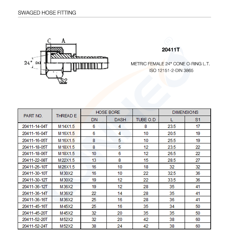 20411T SWAGED HOSE FITTING-TDS