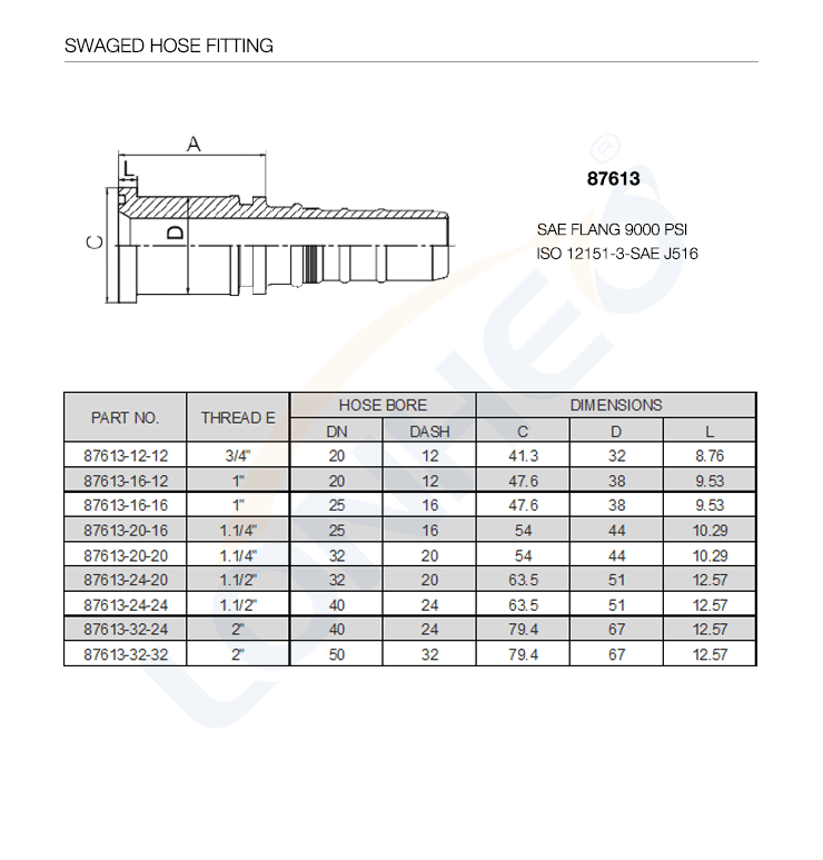 87613 SWAGED HOSE FITTING-TDS