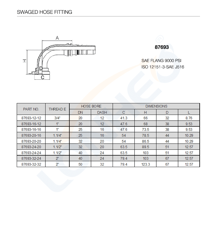 87693 SWAGED HOSE FITTING-TDS