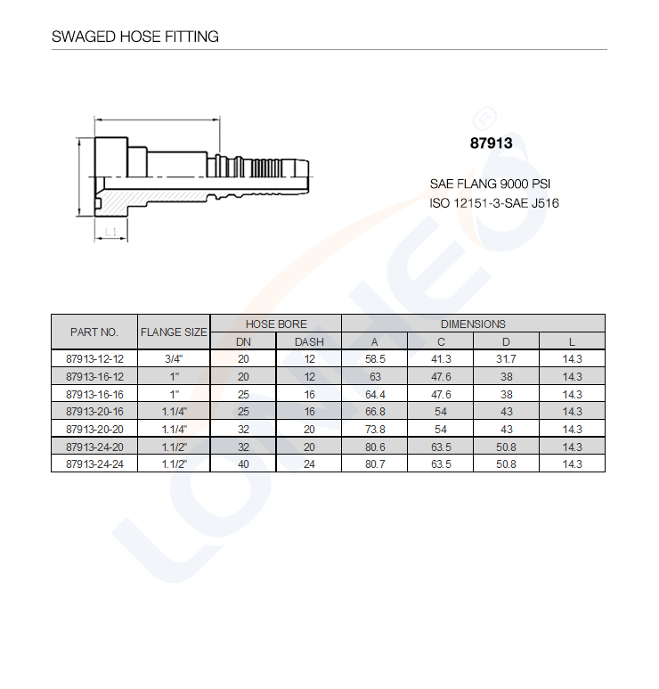 87913 SWAGED HOSE FITTING-TDS