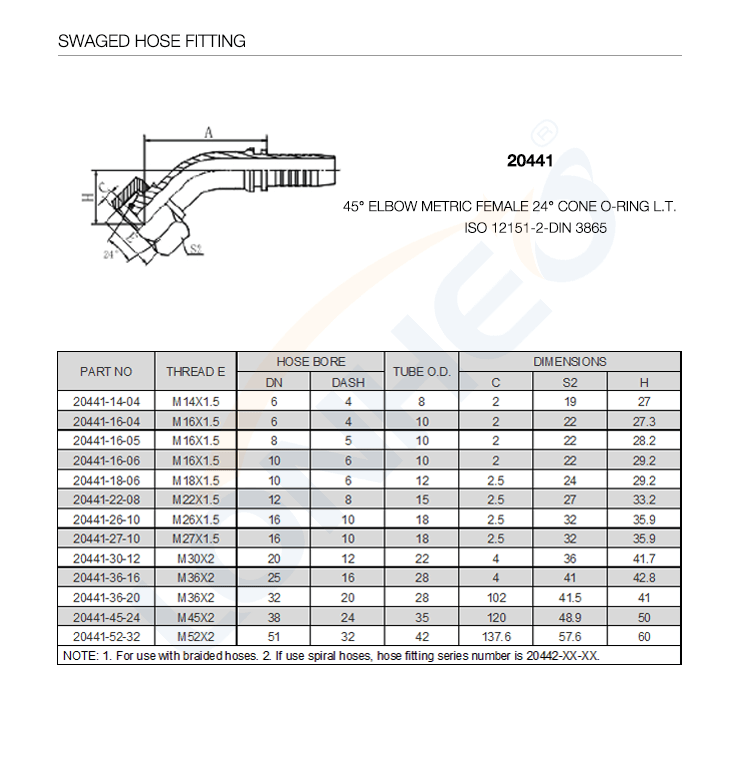 20441 SWAGED HOSE FITTING-TDS